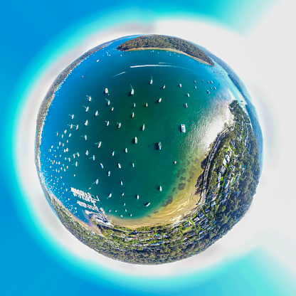 Little Planet sphere of Sailing boats