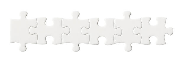 Isolated shot of blank jigsaw puzzle on white background