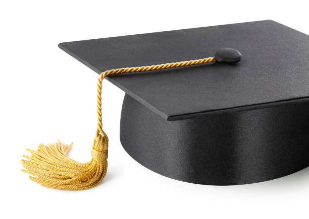 Graduation cap isolated on white background.