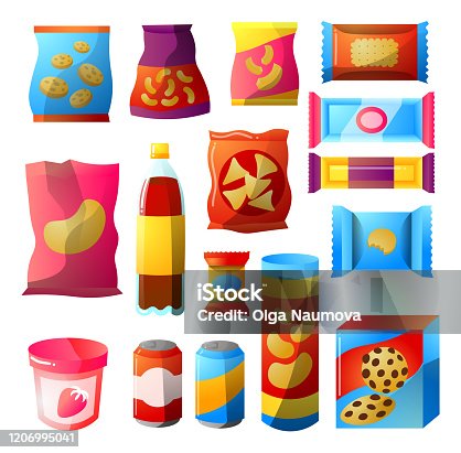 istock Fast food, Vending products packages design set. Clipart illustration 1206995041