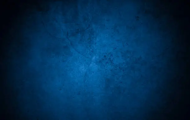 Photo of Old wall pattern texture cement blue dark abstract  blue color design are light with black gradient background.