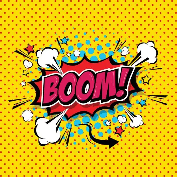 Vector illustration of Boom! Comic Speech Bubble, Cartoon. art and illustration vector file.