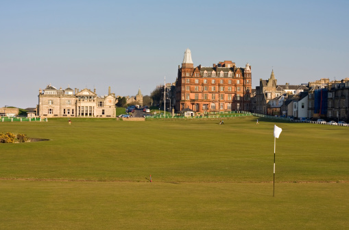 The first green on the famous Old Course links in St Andrews.