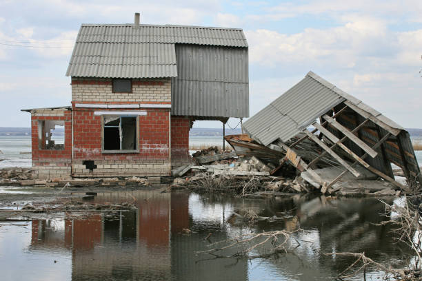 Houses destroyed by water