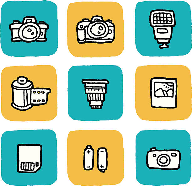 Doodle Icon Set - Cameras vector art illustration