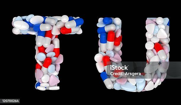 Apteka Czcionki Pigułki Litery T Oraz U - zdjęcia stockowe i więcej obrazów Alfabet - Alfabet, Antybiotyk, Bez ludzi