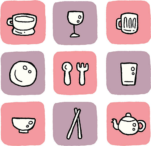 Doodle Icon Set - Dining vector art illustration