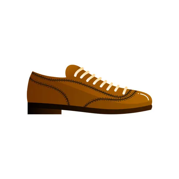 Vector illustration of Brown Leather Man Shoes. Raster illustration in the flat cartoon style.