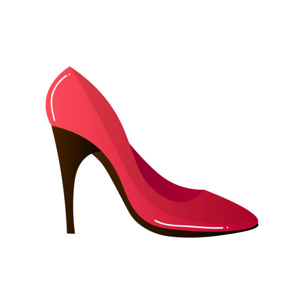Red Pumps Shoes Raster Illustration In The Flat Cartoon Style Stock  Illustration - Download Image Now - iStock