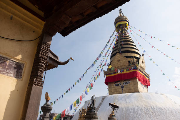 istock Nepal Kathmandu swayambhunath temple or Monkey temple is an ancient religious architecture  on hill in the Kathmandu Valley.Swayambhunath is a famous place tourist attrraction in Nepal. 1207007057