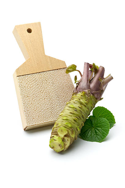 wasabi and grater wasabi and grater isolated on white wasabi sauce stock pictures, royalty-free photos & images