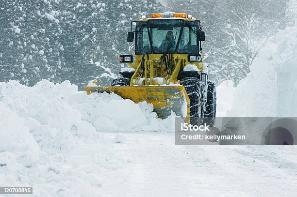 Bulldozer Removing Snow Stock Photo - Download Image Now - Snow, Removing, Snowplow