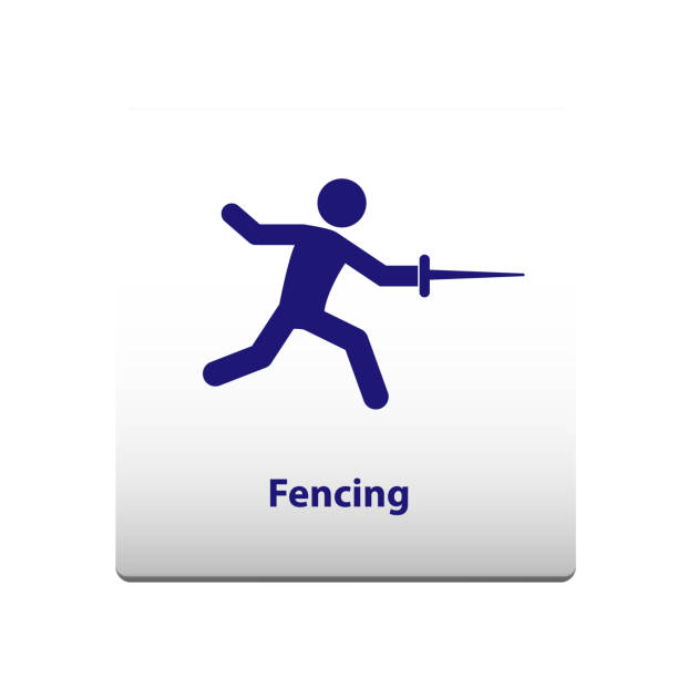illustrations, cliparts, dessins animés et icônes de symbole de sport d’escrime. illustration solide d’icon.vector de stickman - fencing sport athlete sword