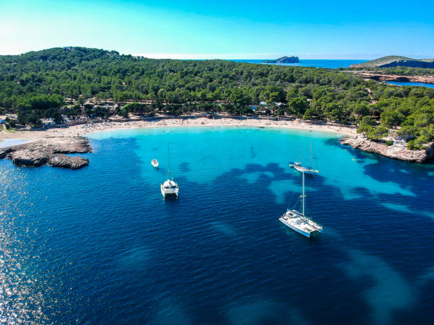 Cala Bassa beach, Ibiza. Cala Bassa beach located in western Ibiza, Spain. ibiza town stock pictures, royalty-free photos & images