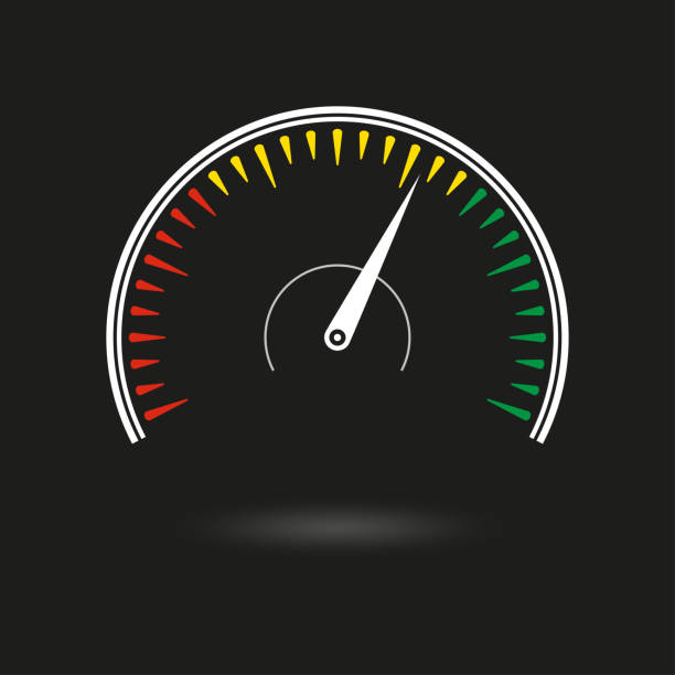 ilustrações de stock, clip art, desenhos animados e ícones de speedometer icon. gauge and rpm meter logo. vector illustration. - speedometer odometer car rpm