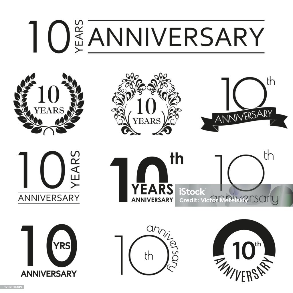 10 Jaar Jubileum Icoon Set 10E Verjaardag Viering Logo Design Elementen  Voor Verjaardag Uitnodiging Huwelijksjubileum Vectorillustratie  Stockvectorkunst En Meer Beelden Van Getal 10 - Istock