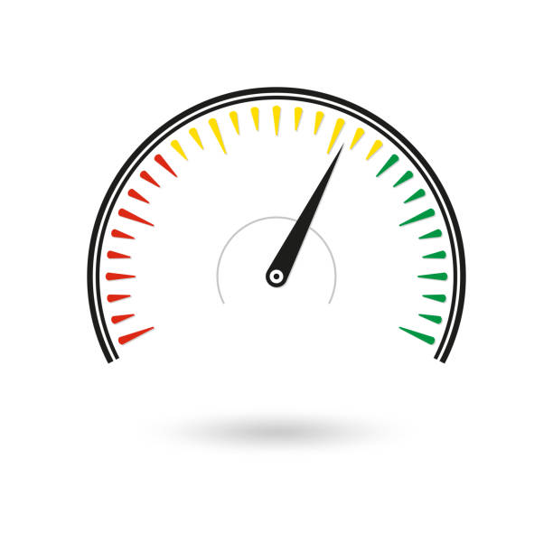 ilustrações de stock, clip art, desenhos animados e ícones de speedometer icon. gauge and rpm meter logo. vector illustration. - speedometer odometer car rpm