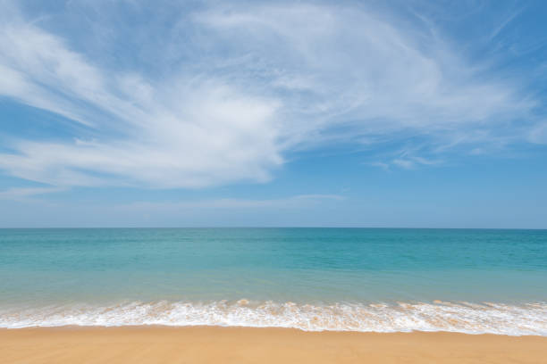 istock Beautiful tropical beach with sand and sky 1207011442