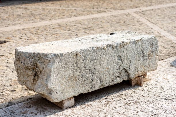 istock Stone block used as a bench on the sidewalk - Veneto Italy 1207013857