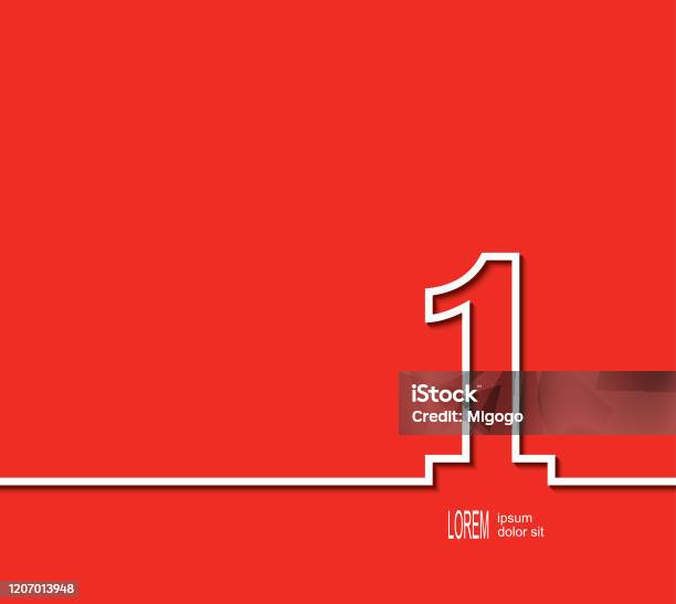 Simbol Tempat Pertama Nomor Putih Di Latar Belakang Merah Ilustrasi Stok - Unduh Gambar Sekarang
