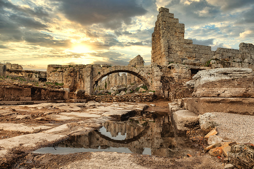 Perge antique city of Antalya is based on south coast of Turkey.