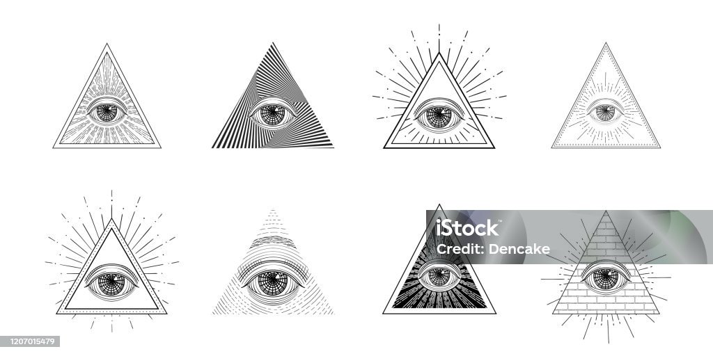 All Seeing Eye Freemason Symbol In Triangle With Light Ray Tattoo Design  Stock Illustration - Download Image Now - iStock