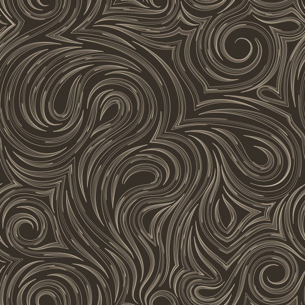 ilustrações de stock, clip art, desenhos animados e ícones de seamless vector brown texture from smooth cut lines. twisted pattern for decoration of fabrics or beige wrappers in a linear style. - brown curve knotted wood striped