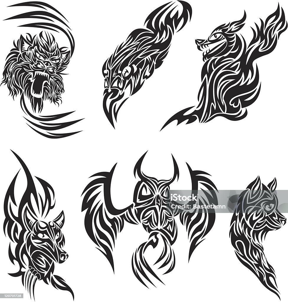 Wild Animals Tattoo Stock Illustration - Download Image Now - Lion -  Feline, Owl, Vector - iStock