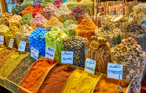 istock Different spices and herbs at the market 1207021533