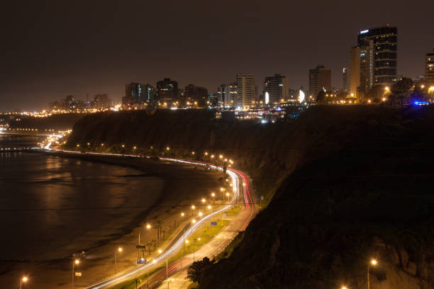 istock Panoramic view of Costa Verde Beach at night. 1207021816