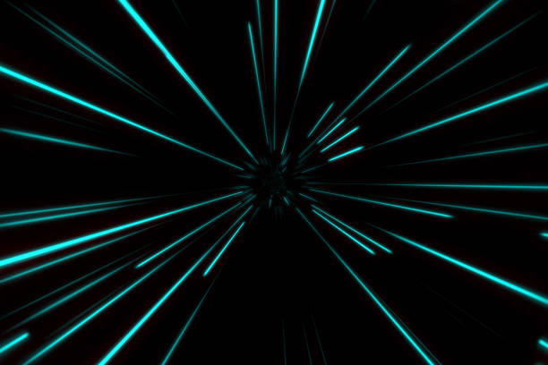 istock Starry bright glowing lights flying extremely fast lightspeed through hyperspace. Digital Design Concept. 1207024344
