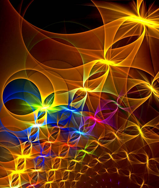 istock abstract, fractal, computer-generated image of multicolored arches and curves on a dark background 1207025277