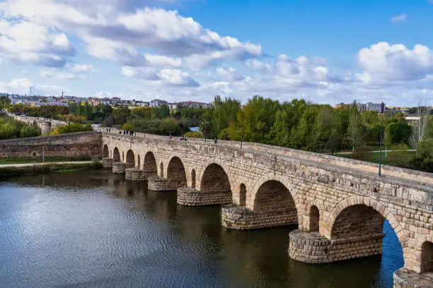 Photo of Puente Romano, the Roman Bridge in Merida, Extremadura, Spain.