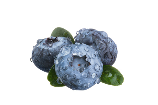 Group of fresh blueberries isolated on white background.