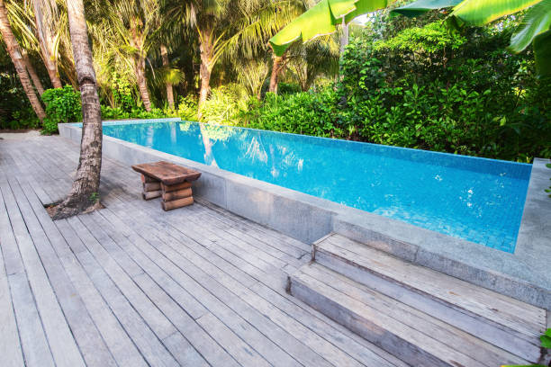 istock Swimming pool in the tropical garden 1207034877