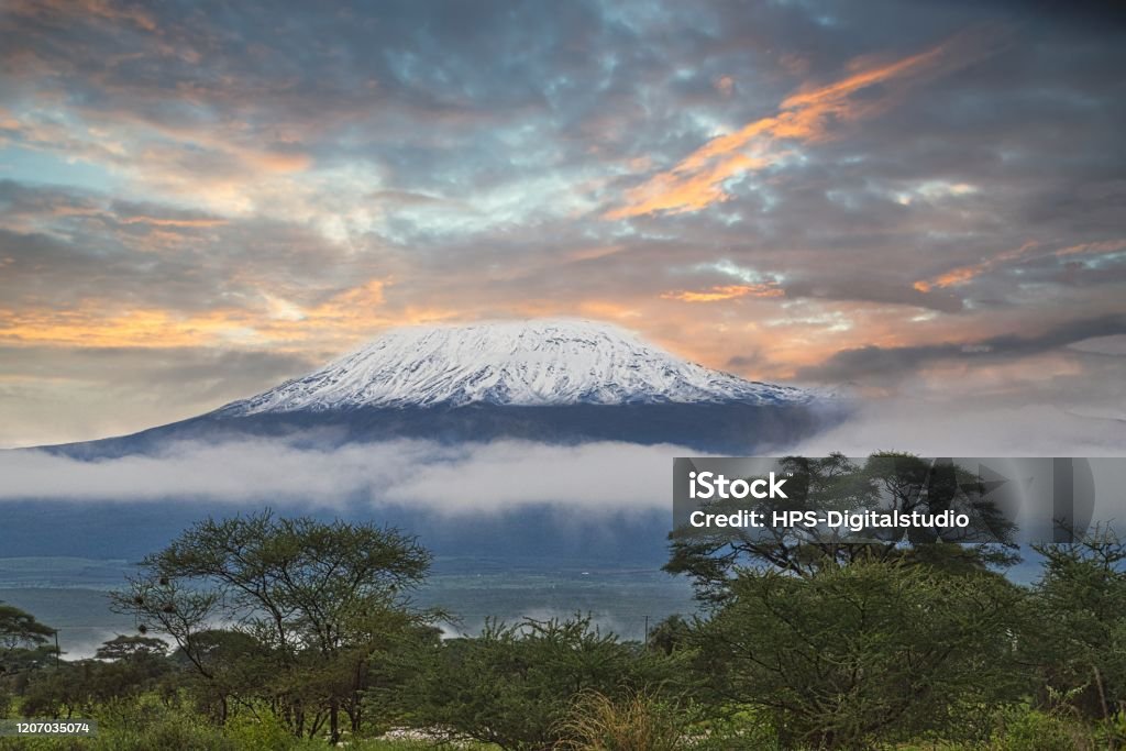 Pictures of the snow-covered Kilimanjaro in Tanzania Pictures of the snow-capped Kilimanjaro in Tanzania Mt Kilimanjaro Stock Photo