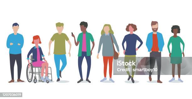 Young Adults Or Students Stock Illustration - Download Image Now - People, Multiracial Group, Community