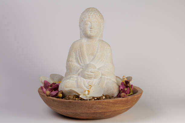 Buddha in gold with flowers