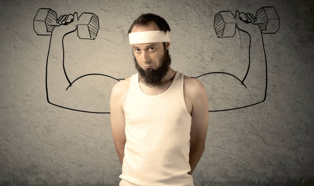 istock Slim male wants to be strong 1207045054
