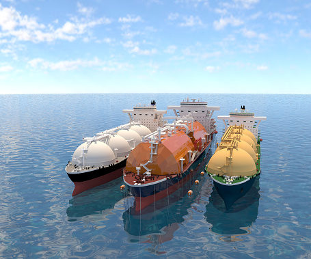 Floating Storage with the Tanker ships. 3d-rendering