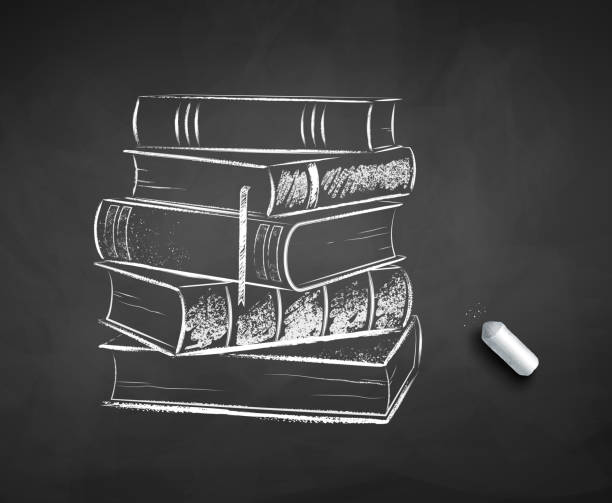 istock Chalk drawn illustration of pile of books 1207049460