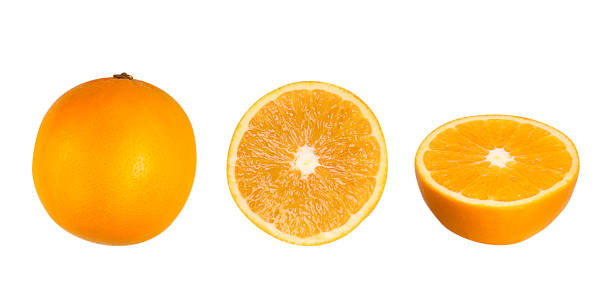 istock Whole and orange slices isolated on a white background. Close up 1207050434