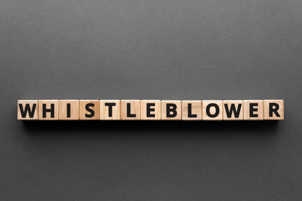 Whistleblower - words from wooden blocks with letters stock photo