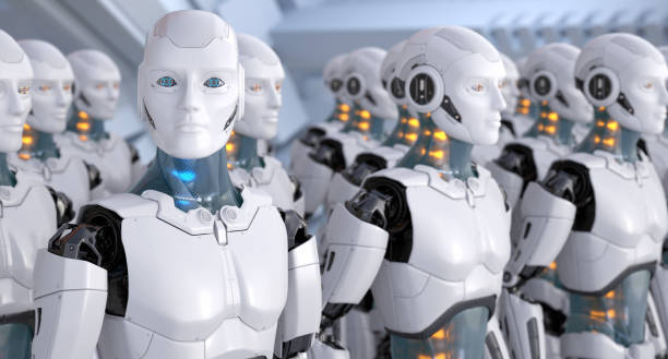 ejército de robots - robot fotografías e imágenes de stock
