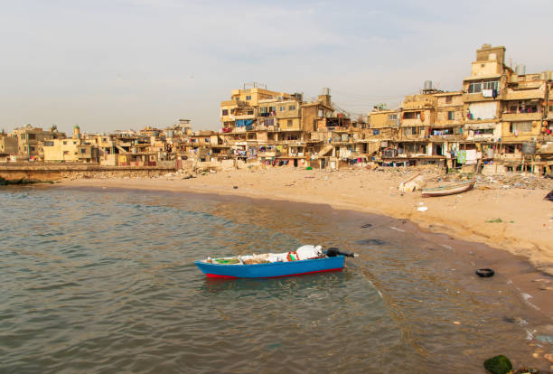 Beirut, Lebanon - once a popular bathing spot, the Saint Simon beach today is a pretty messy district with rundown buildings and trash all over. Still it can dispay beautiful views