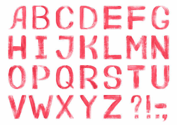 istock Latin alphabet with coral letters. Hand-painted illustration. English alphabet. Isolated on white background 1207054916
