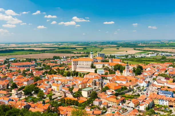 Beautiful town of Mikulov with a castle South Moravia, Czech Republic