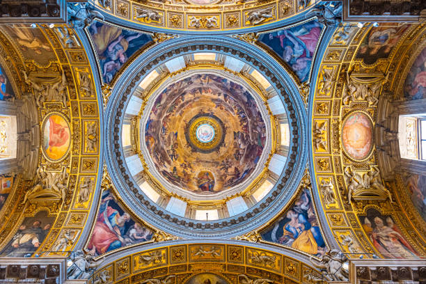 soffitto interno della basilica di santa maria maggiore - cambio di marcia foto e immagini stock