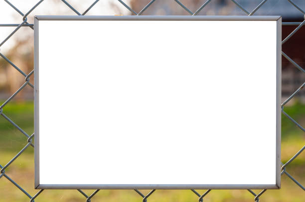 istock Blank white banner/information board on the fence 1207059034