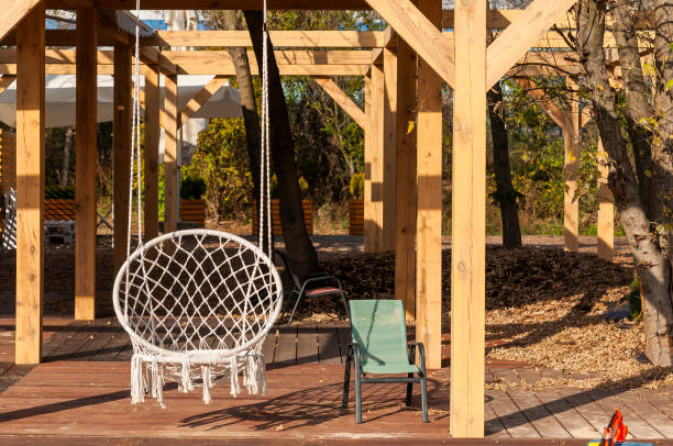 istock Hammock armchair on the terrace 1207060154